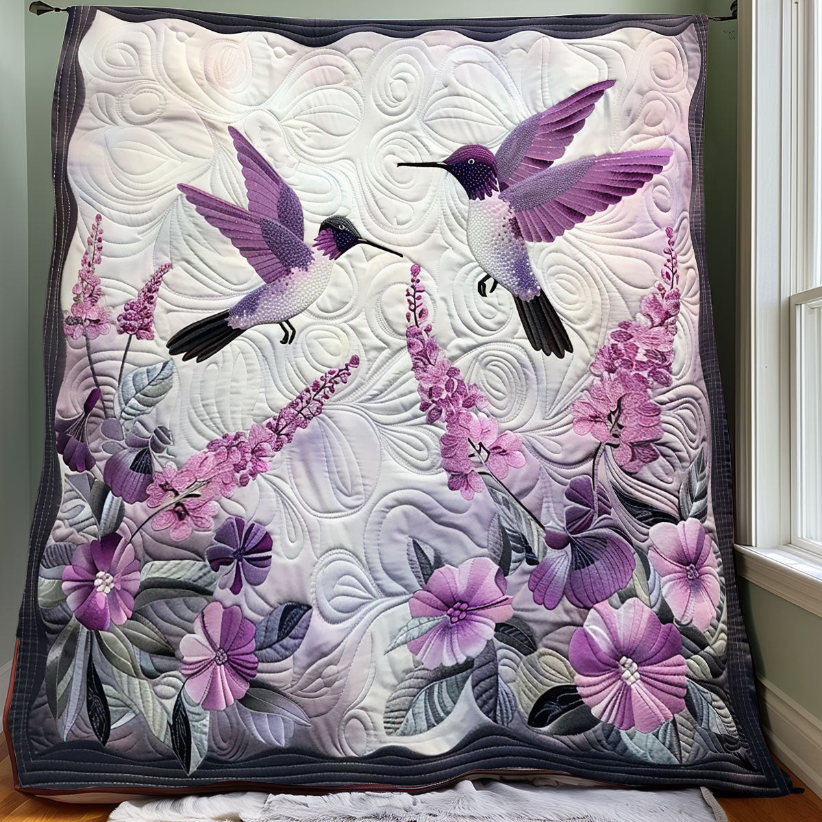 Purple Hummingbirds XR2706005CL Quilt