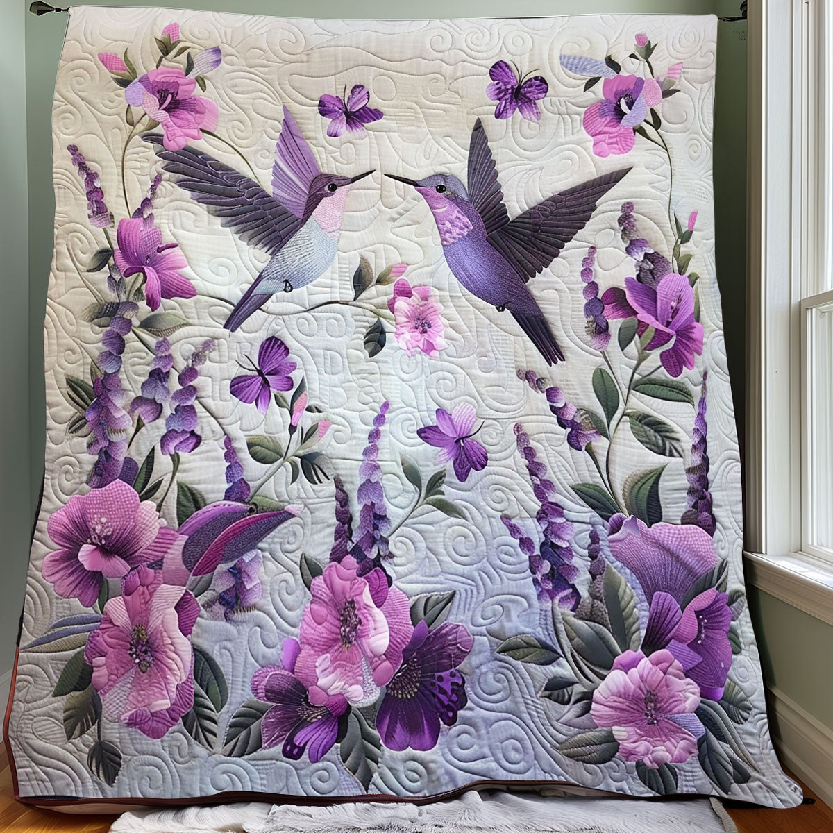 Purple Hummingbirds XR2706006CL Quilt