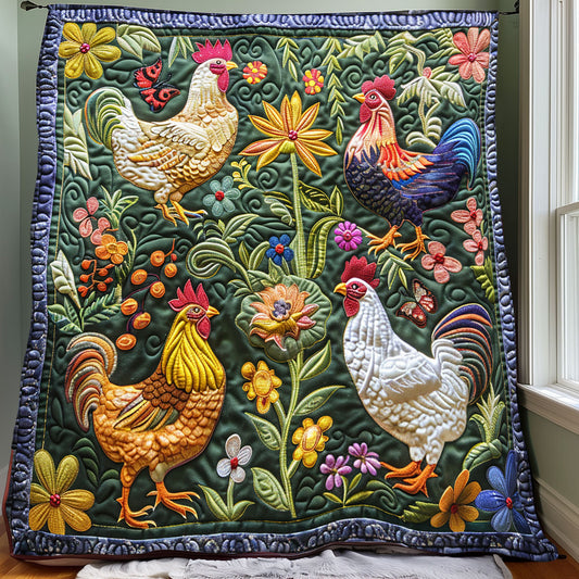 Radiant Bloom Chickens XR2607017CL Quilt