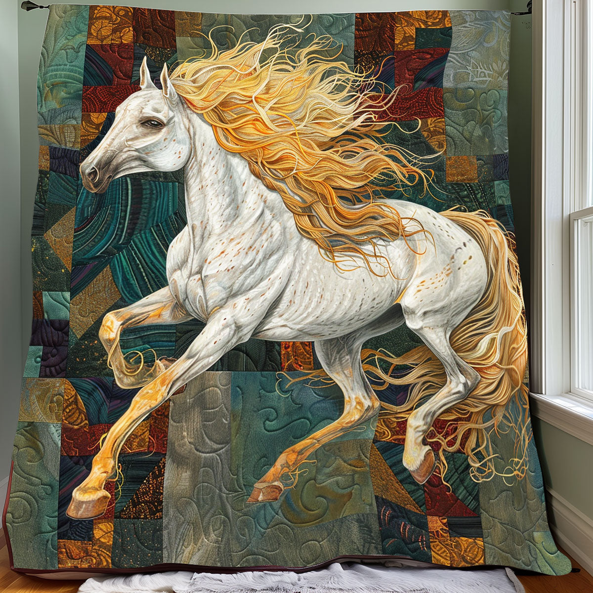 Running White Horse XR0107014CL Quilt