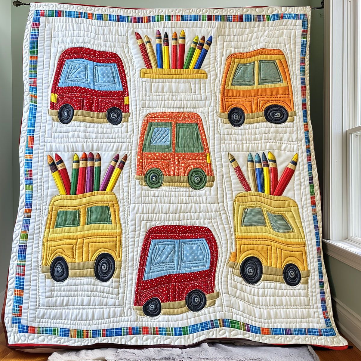 School Bus Pencil XR0608011CL Quilt