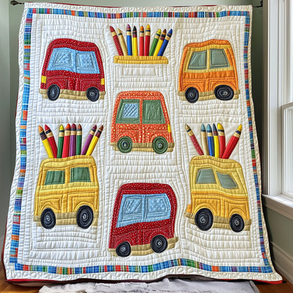 School Bus Pencil XR0608011CL Quilt