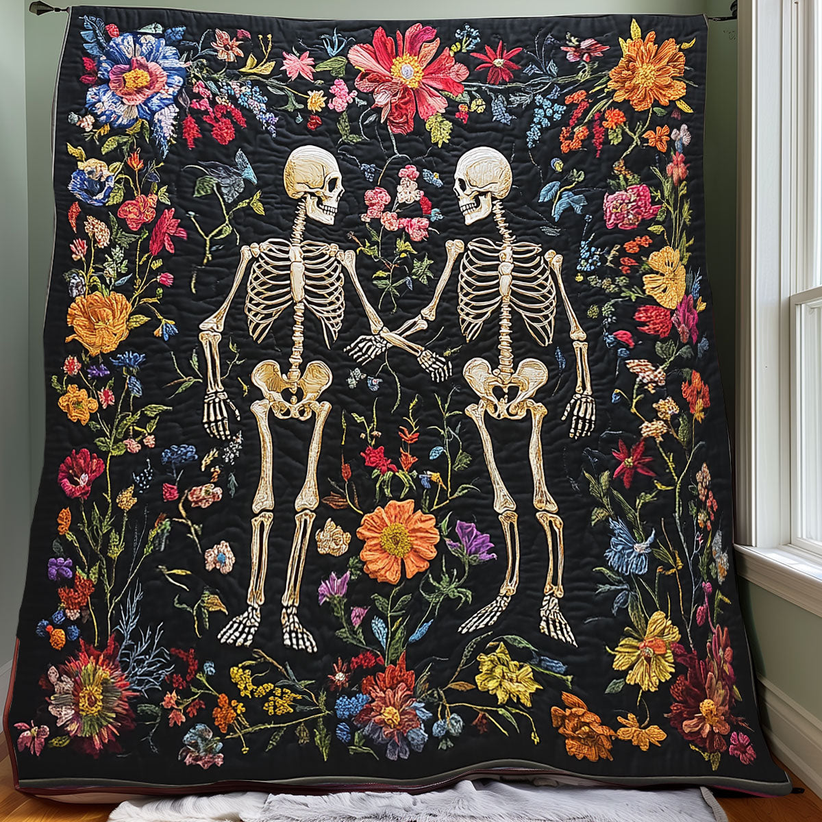 Skeleton Couple Flower XR0108024CL Quilt