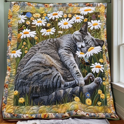 Sleeping Cat And Daisies XR3007049CL Quilt