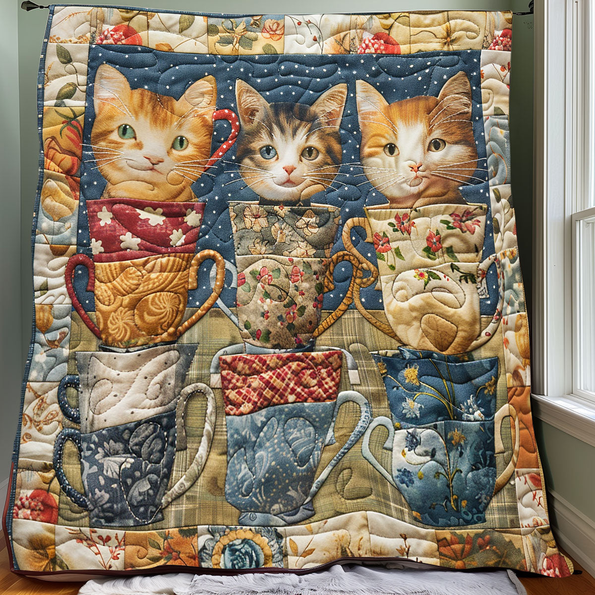 Smiling Cup Of Cats XR3007037CL Quilt