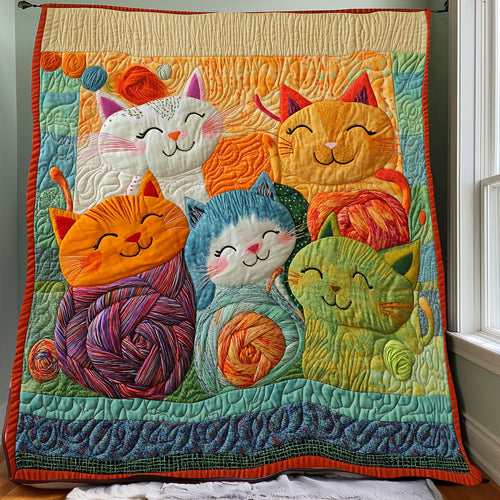 Smiling Cute Cats And Yarns XR0208012CL Quilt