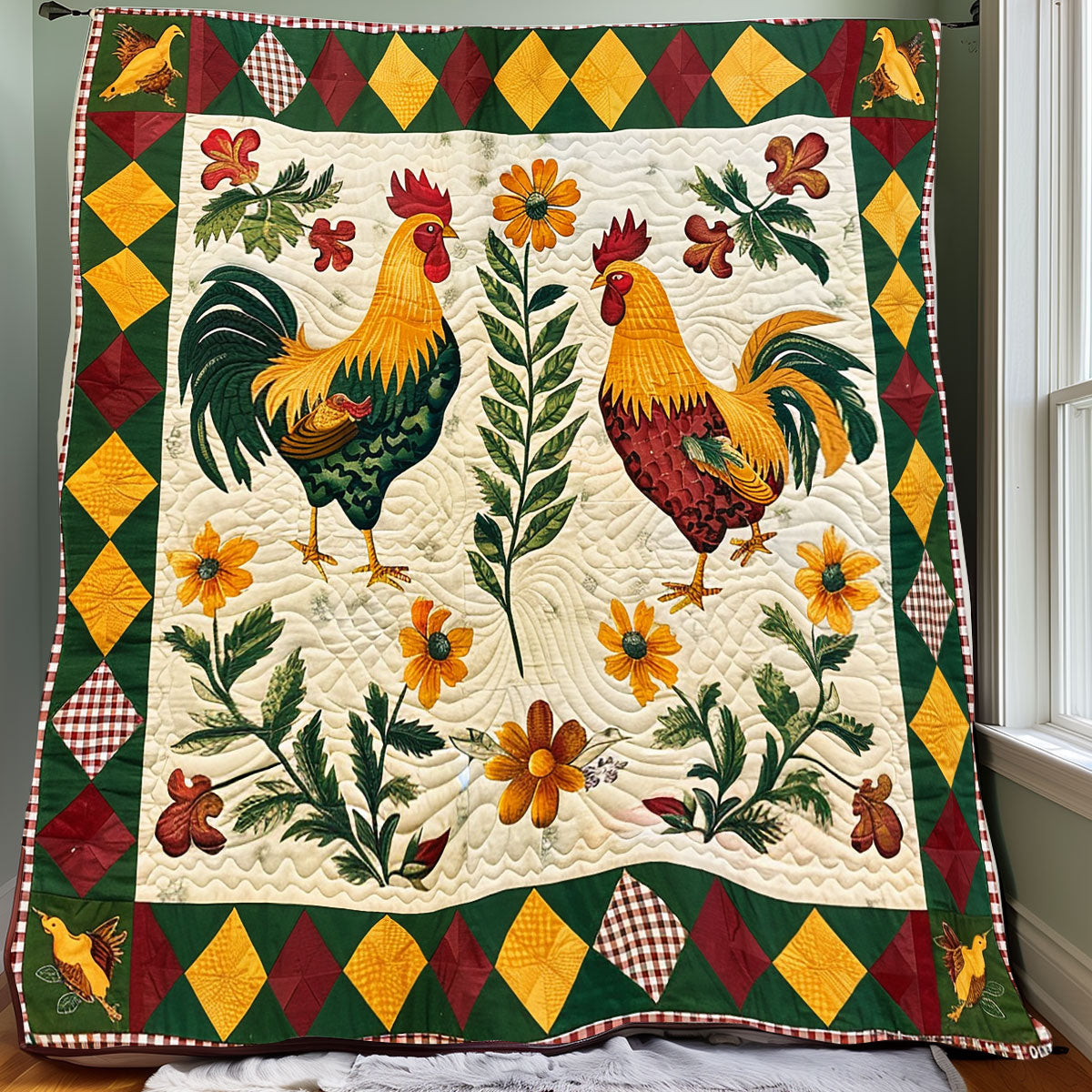 Sunlit Roosters XR2607011CL Quilt