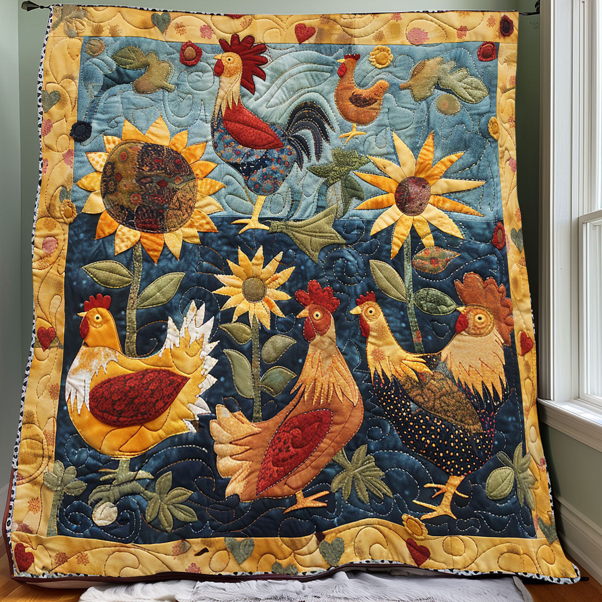 Sunrise Chickens XR2907015CL Quilt