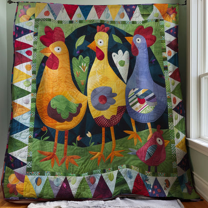 Three Funny Chicken WO2707027CL Quilt