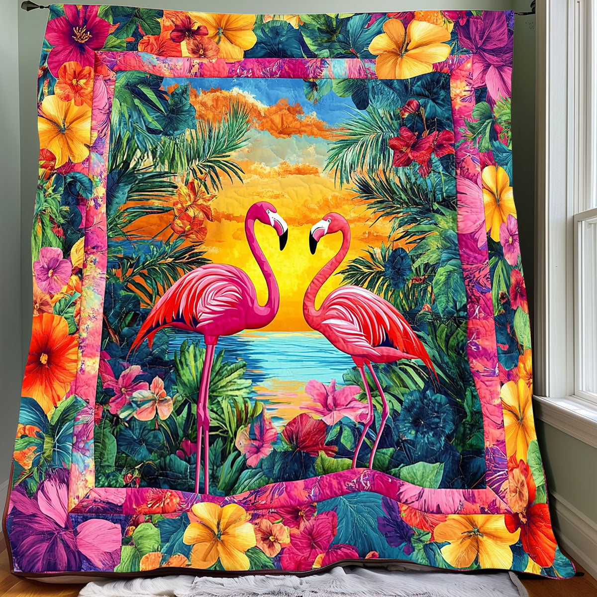 Tropical Flamingos XR0608040CL Quilt