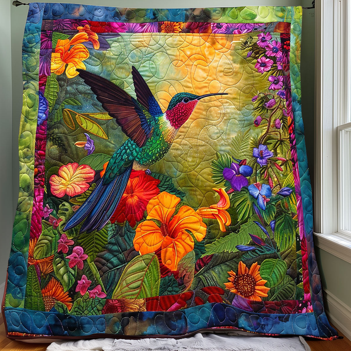 Tropical Jungle Hummingbird XR2407042CL Quilt