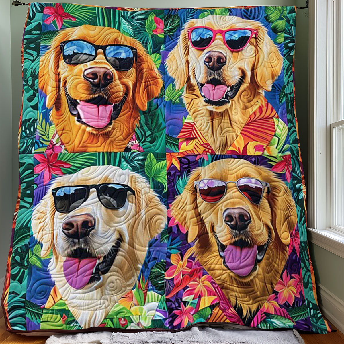 Vacation With Golden Retrievers WO0908005CL Quilt