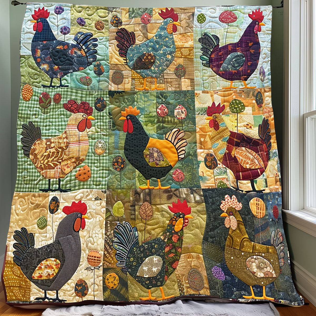 Vintage Chickens XR2507019CL Quilt