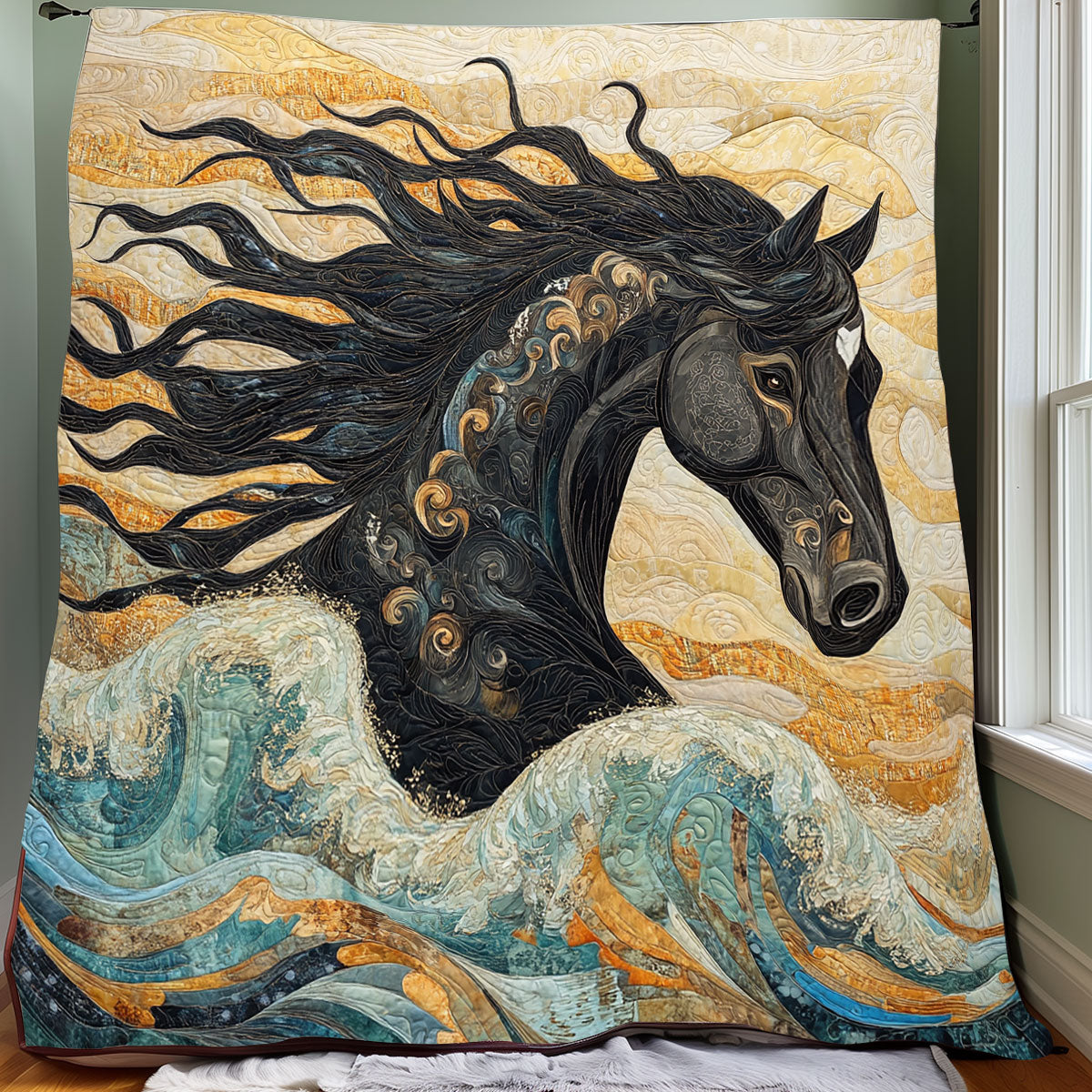 Wave Of Ocean Horse XR0808039CL Quilt