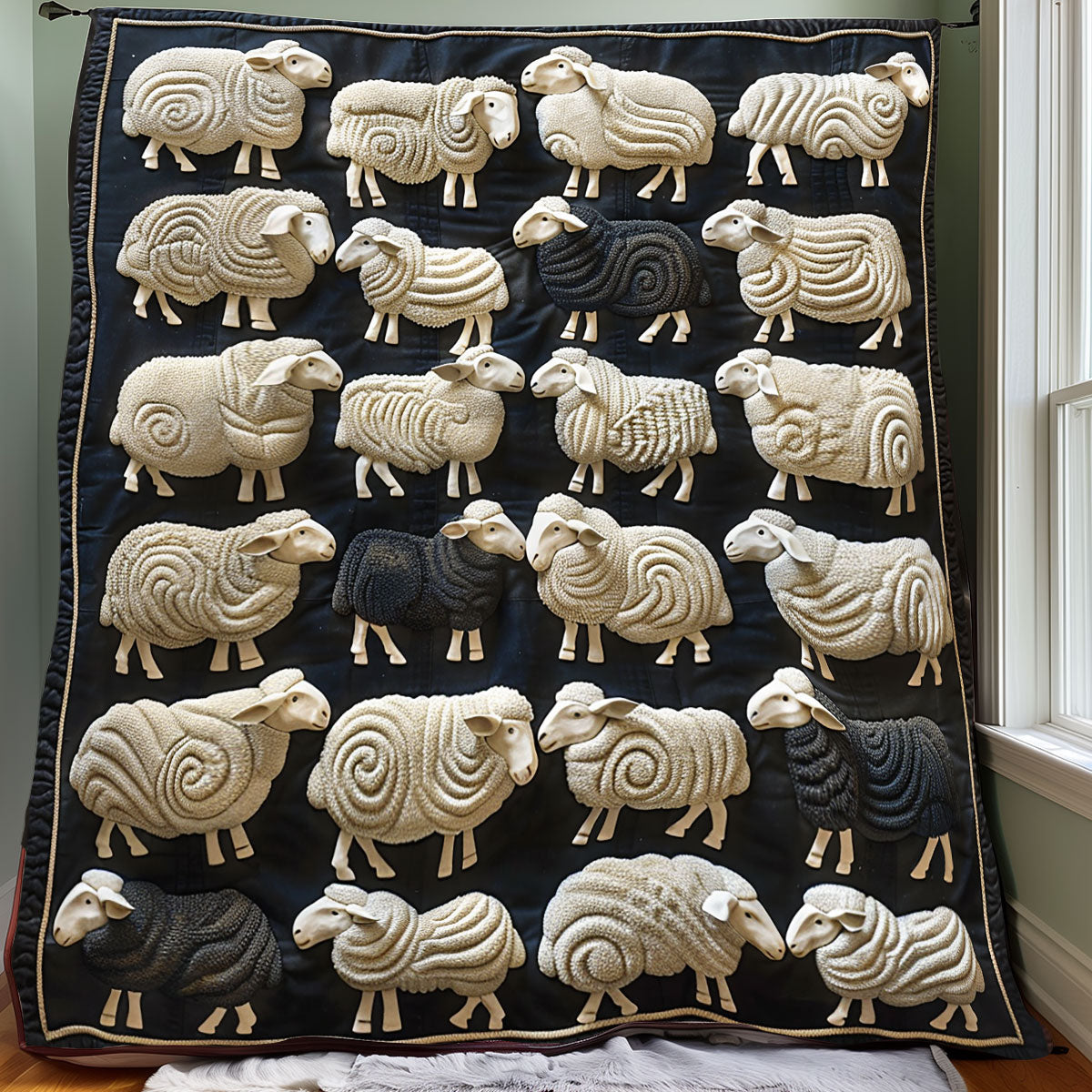 White And Black Sheeps XR0107007CL Quilt