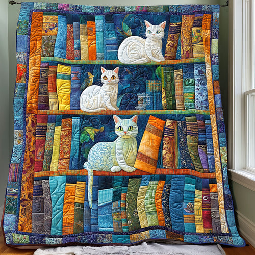 White Cats And Books XR0508019CL Quilt