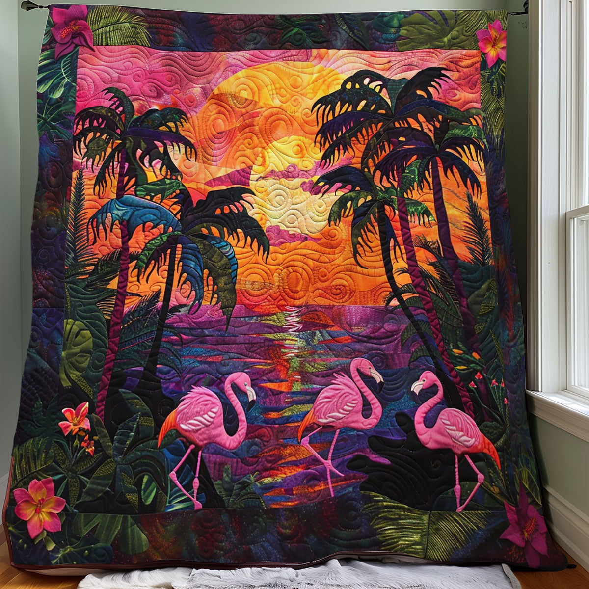 Flamingos And Sunset WO0808004CL Quilt