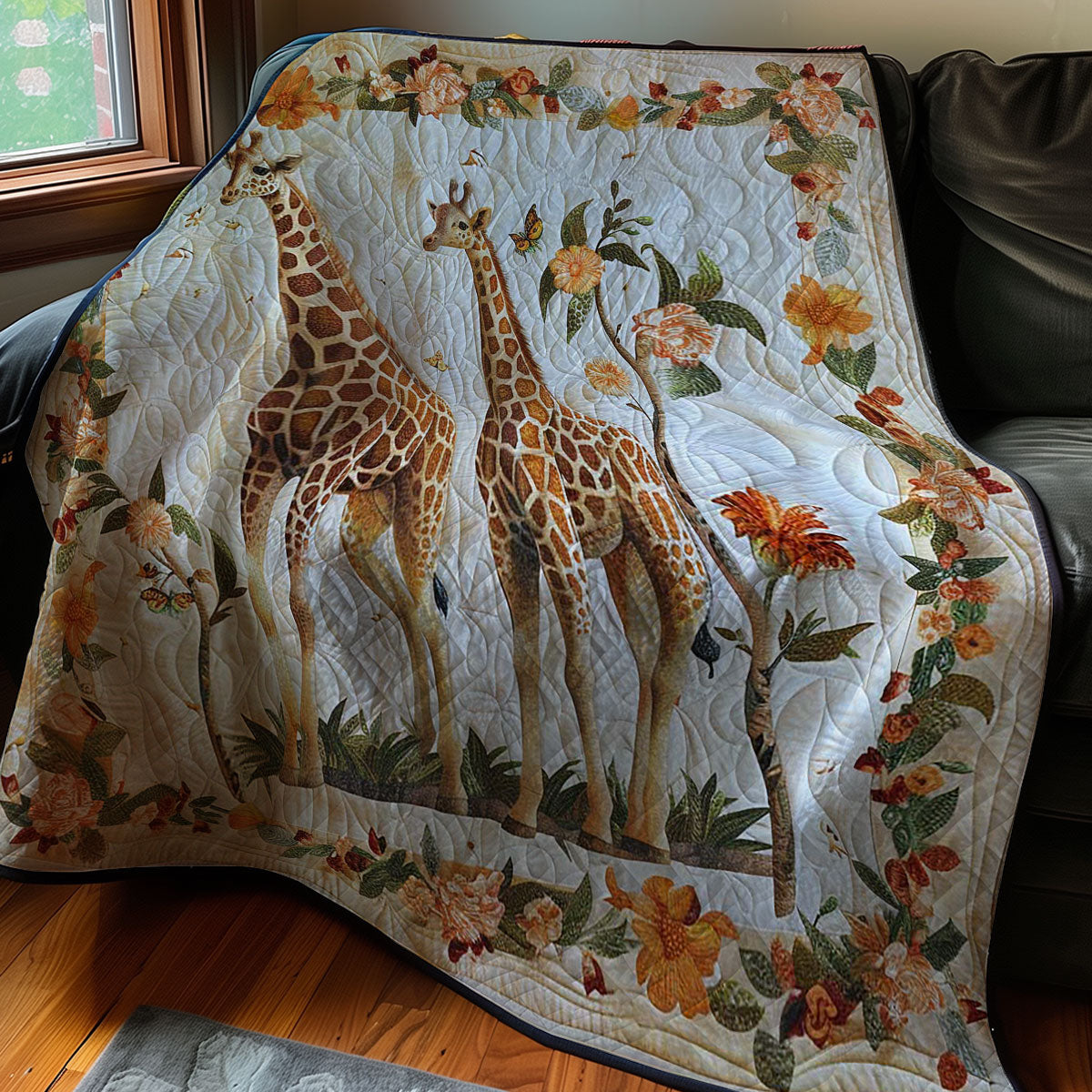 Giraffe And Flowers WN2507017CL Quilt