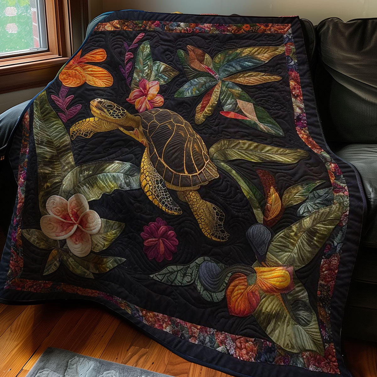 Turtle And Flower WN2507011CL Quilt