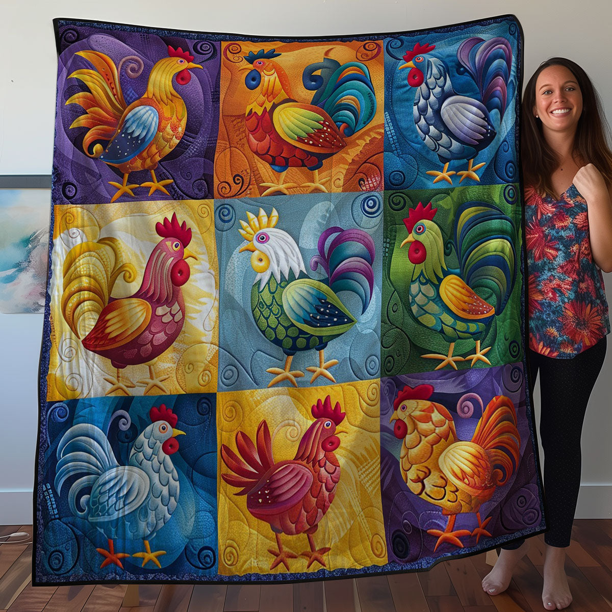 Chicken Motif WO2707026CL Quilt