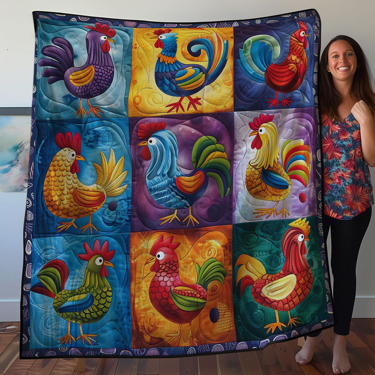 Colorful Chicken WO2707023CL Quilt