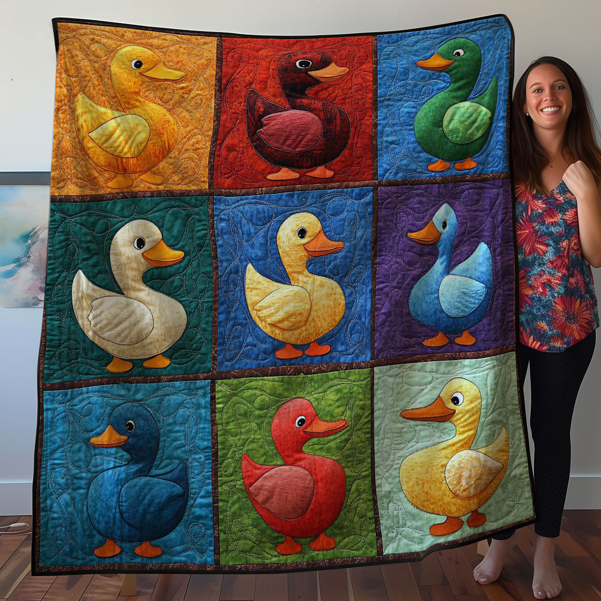 Colorful Ducks WO3107017CL Quilt