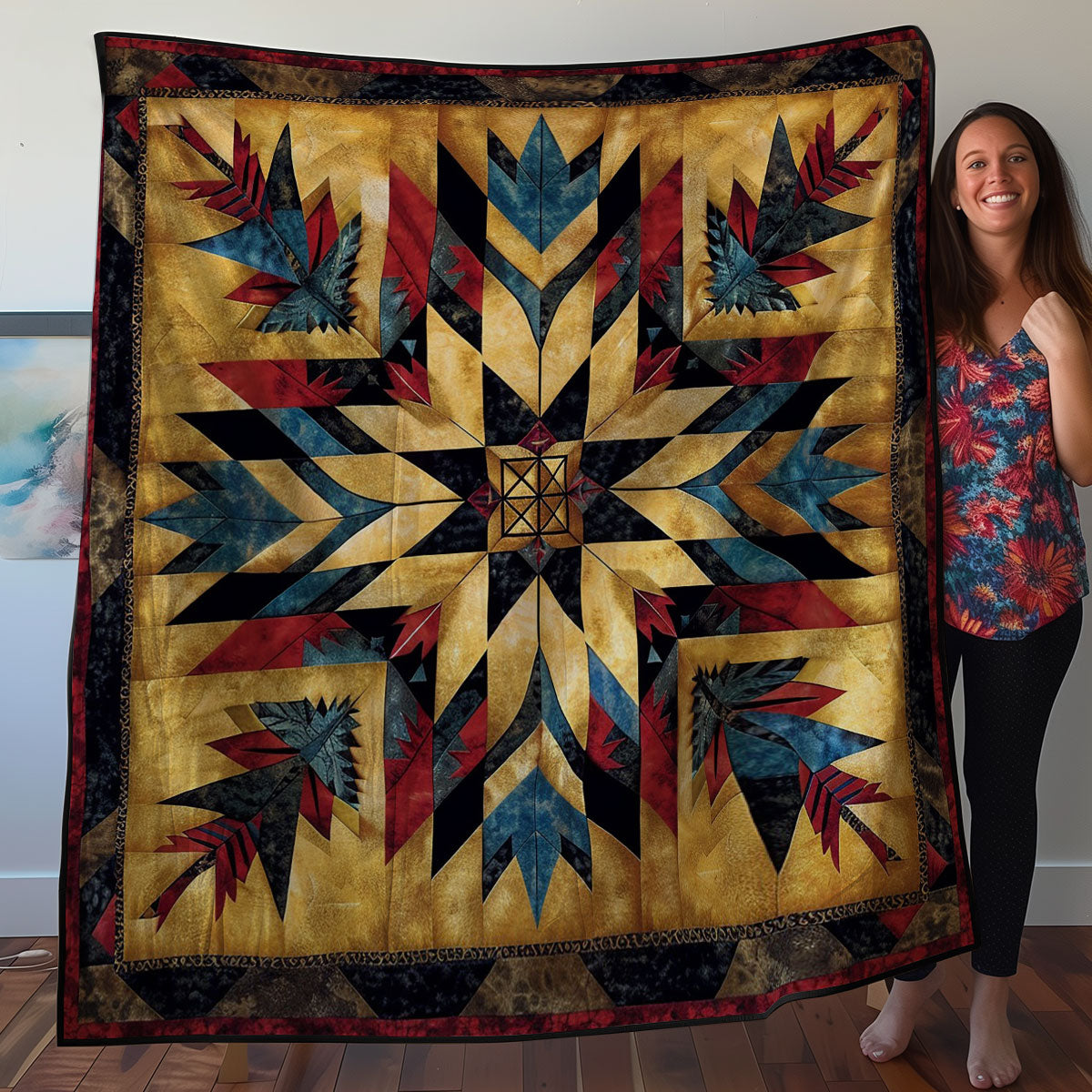 Native Feather Partten WO2707009CL Quilt