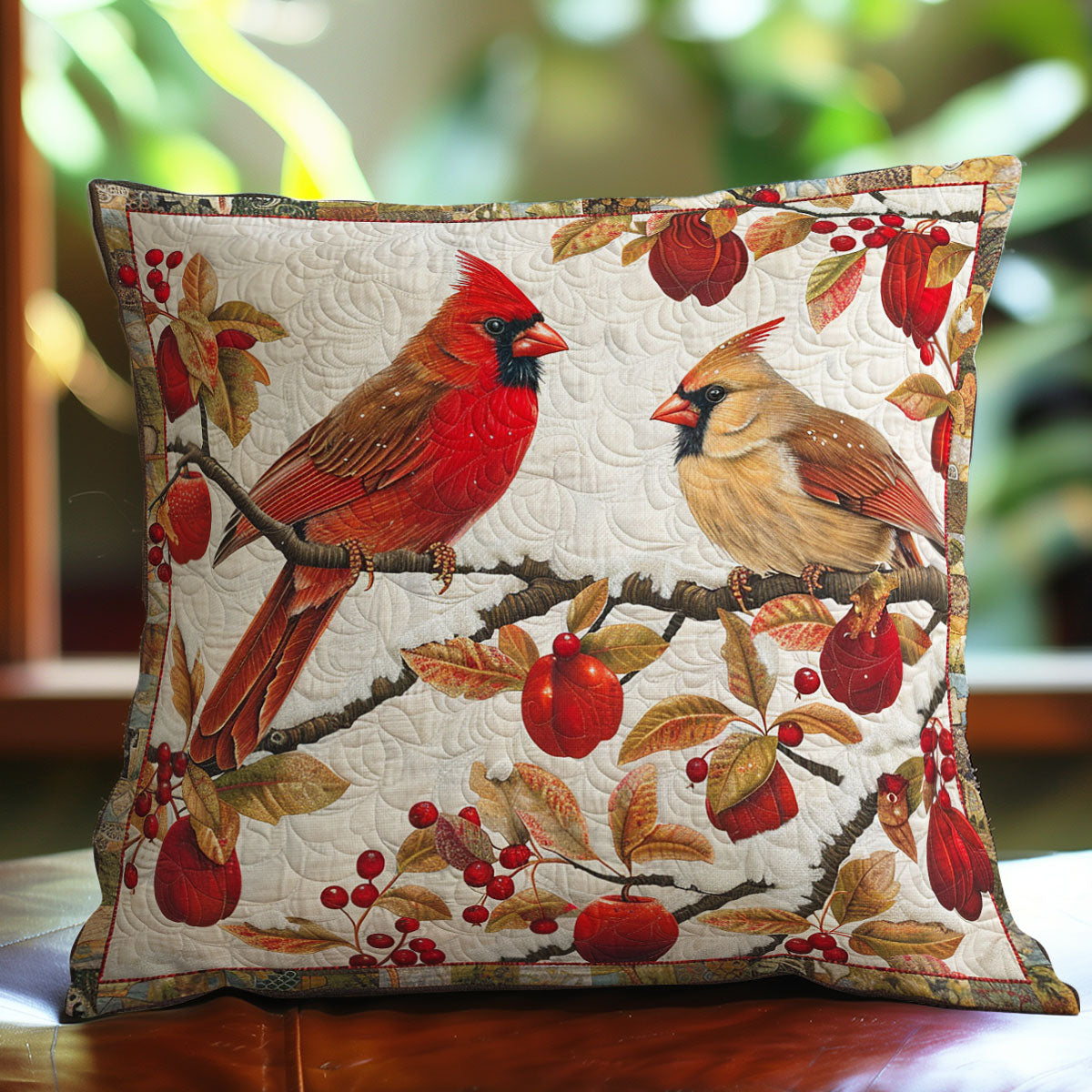 Cardinal With Berries WO1608031CL Quilt Pillow Case