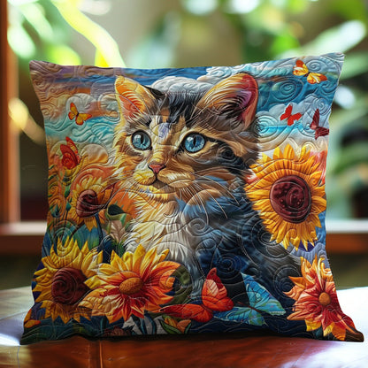 Cat In The Field Sunflowers WO3008010CL Quilt Pillow Case