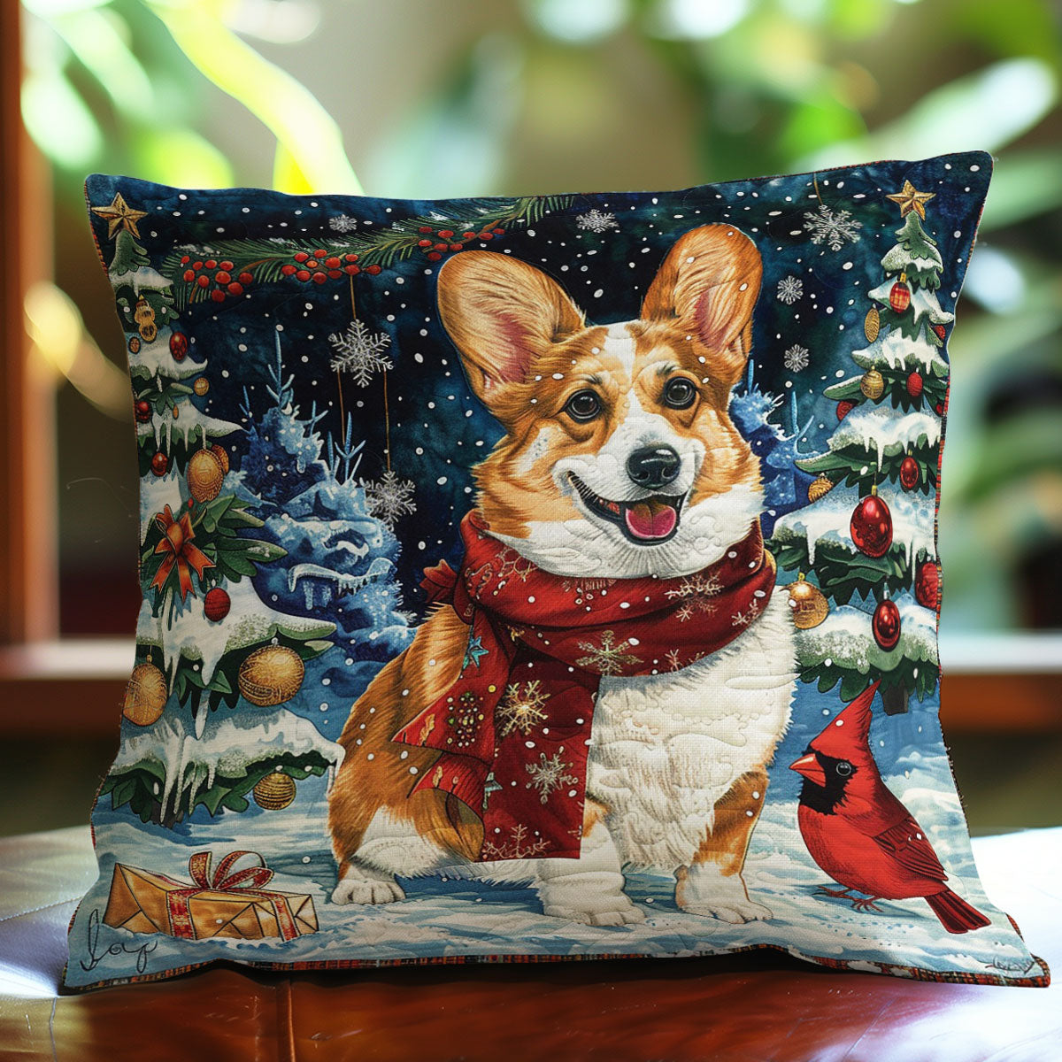 Corgi And Cardinal WO2208011CL Quilt Pillow Case