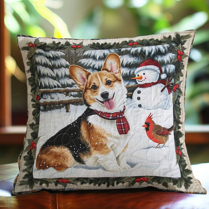 Corgi And Christmas Scene WO2208008CL Quilt Pillow Case