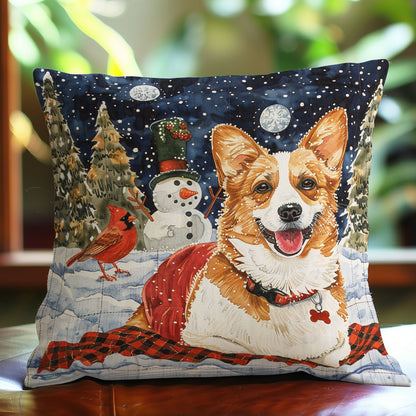 Corgi In The Winter WO2208012CL Quilt Pillow Case