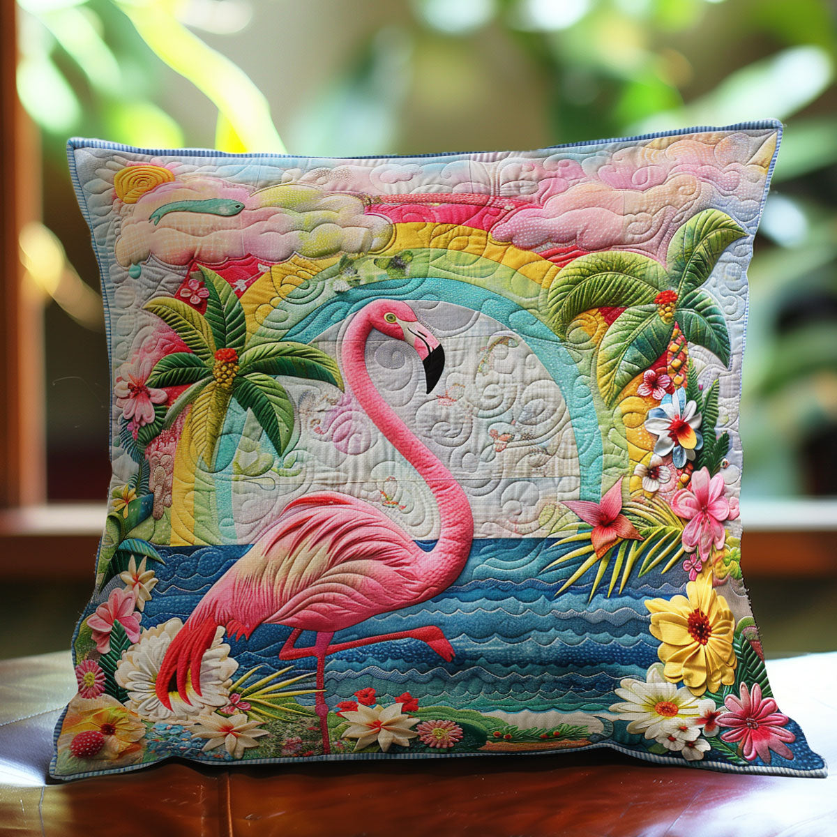 Flamingo And Rainbow WO2008036CL Quilt Pillow Case