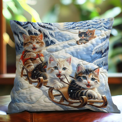 Skiing Kittens WO1608024CL Quilt Pillow Case