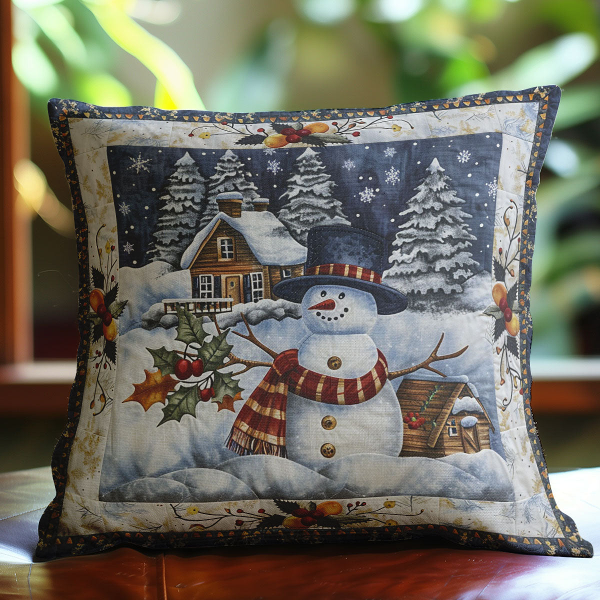 Snowman And Hat WO2607009CL Quilt Pillow Case