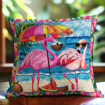 Sunny Flamingo Beach WO1008002CL Quilt Pillow Case