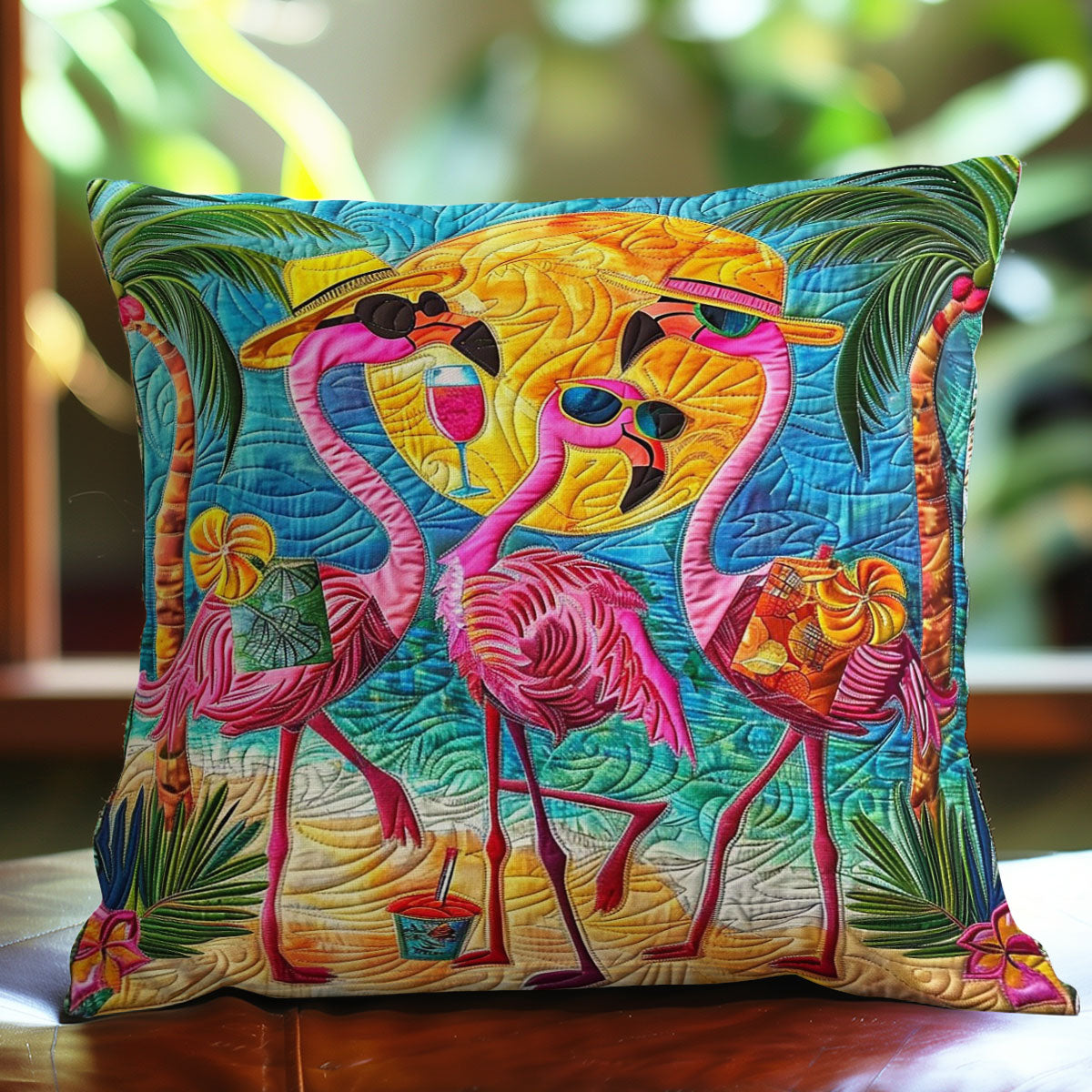 Tropical Flamingo Adventures WO0908015CL Quilt Pillow Case