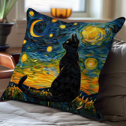 Black Cat And Moonlight WO2008029CL Quilt Pillow Case