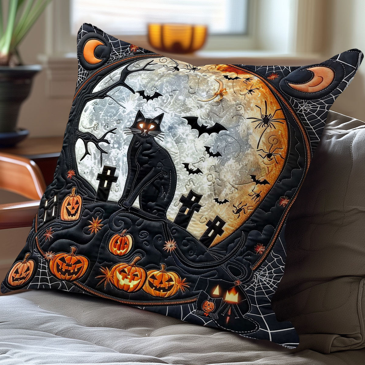 Black Cat Halloween WO1008021CL Quilt Pillow Case