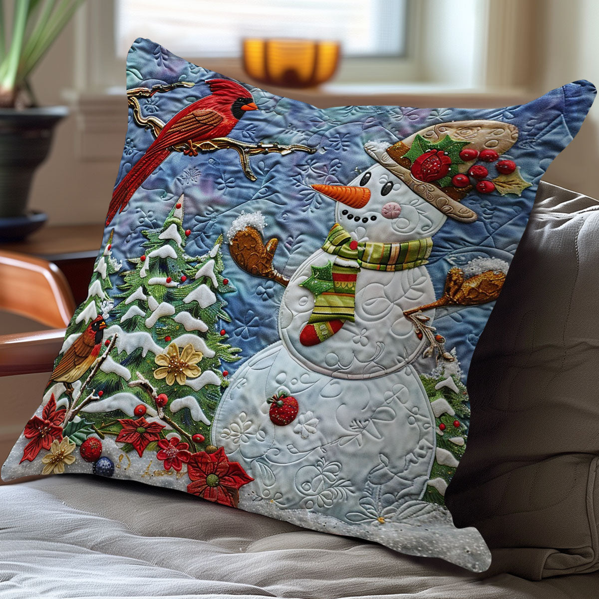 Candinal In Snow WO1008039CL Quilt Pillow Case