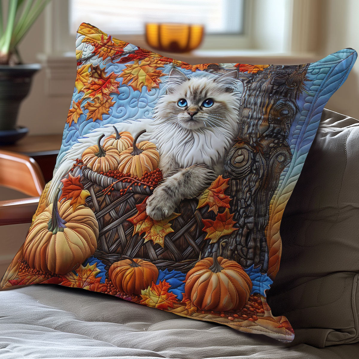 Cat And Pumpkins WO3008017CL Quilt Pillow Case