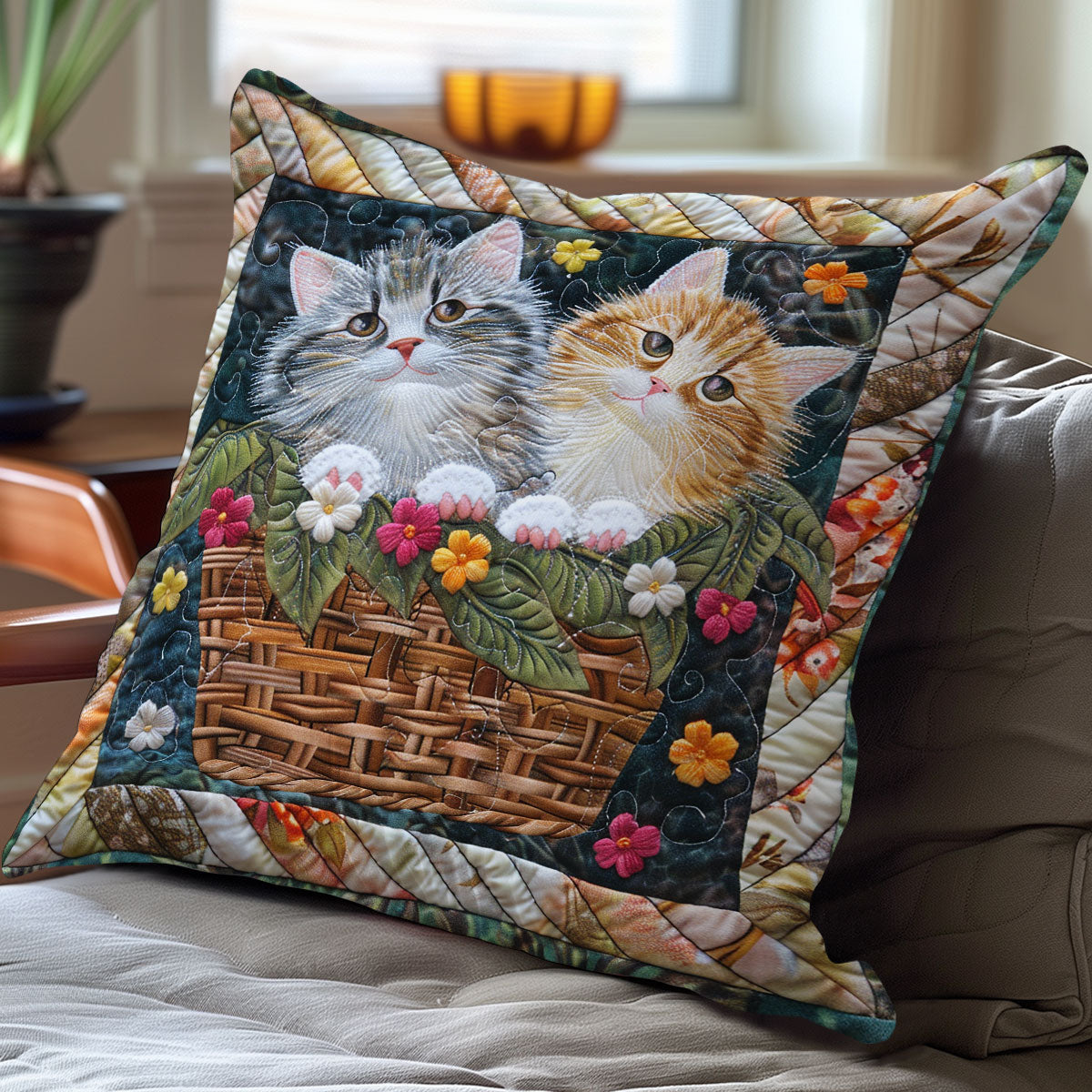Cats In The Basket WO1608013CL Quilt Pillow Case