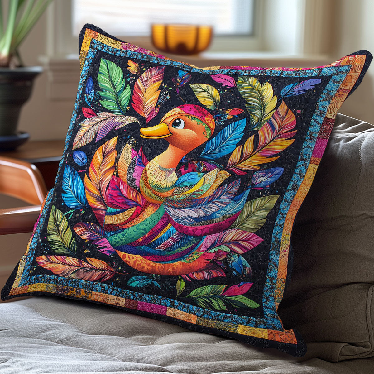 Colorful Duck WO3107012CL Quilt Pillow Case