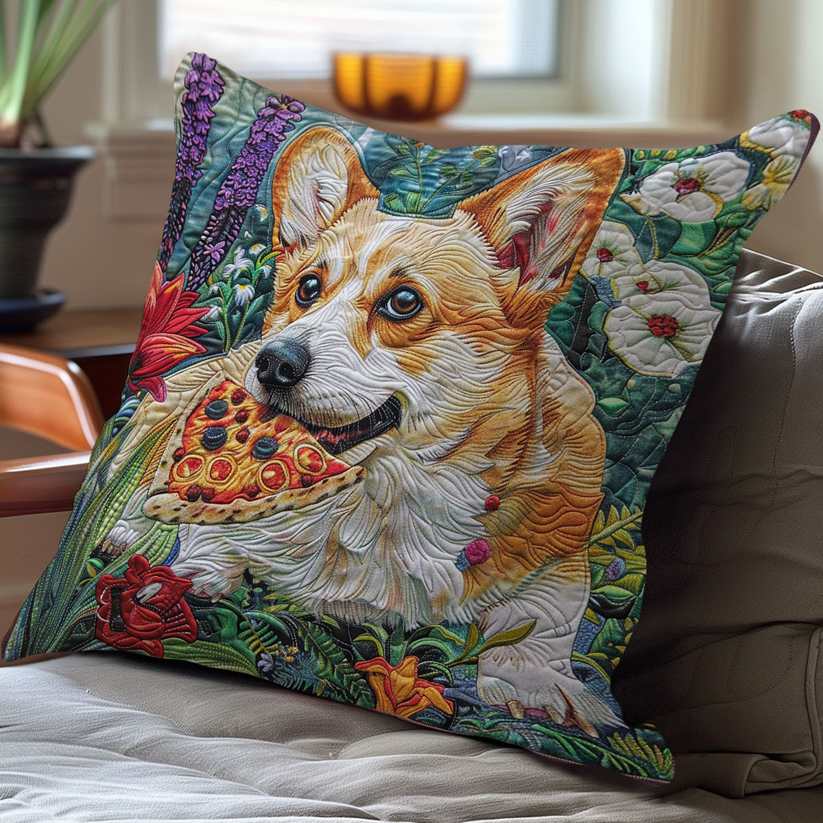 Corgi And Pizza WO1908010CL Quilt Pillow Case