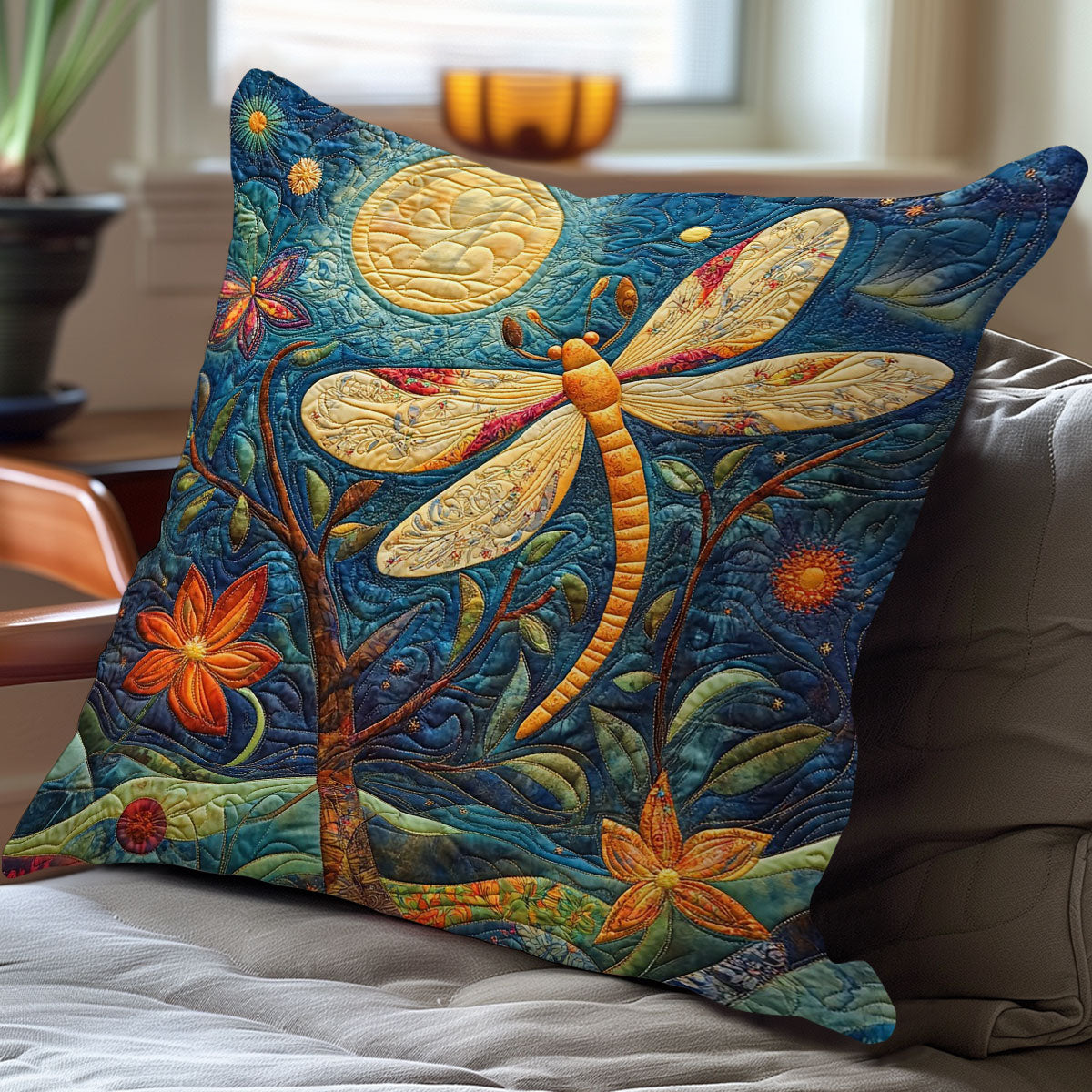 Dragonfly And The Moonlight WO0108048CL Quilt Pillow Case