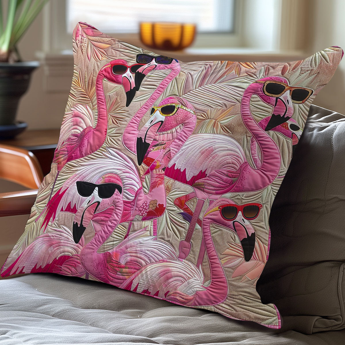 Flamingos On Vacation WO0808026CL Quilt Pillow Case