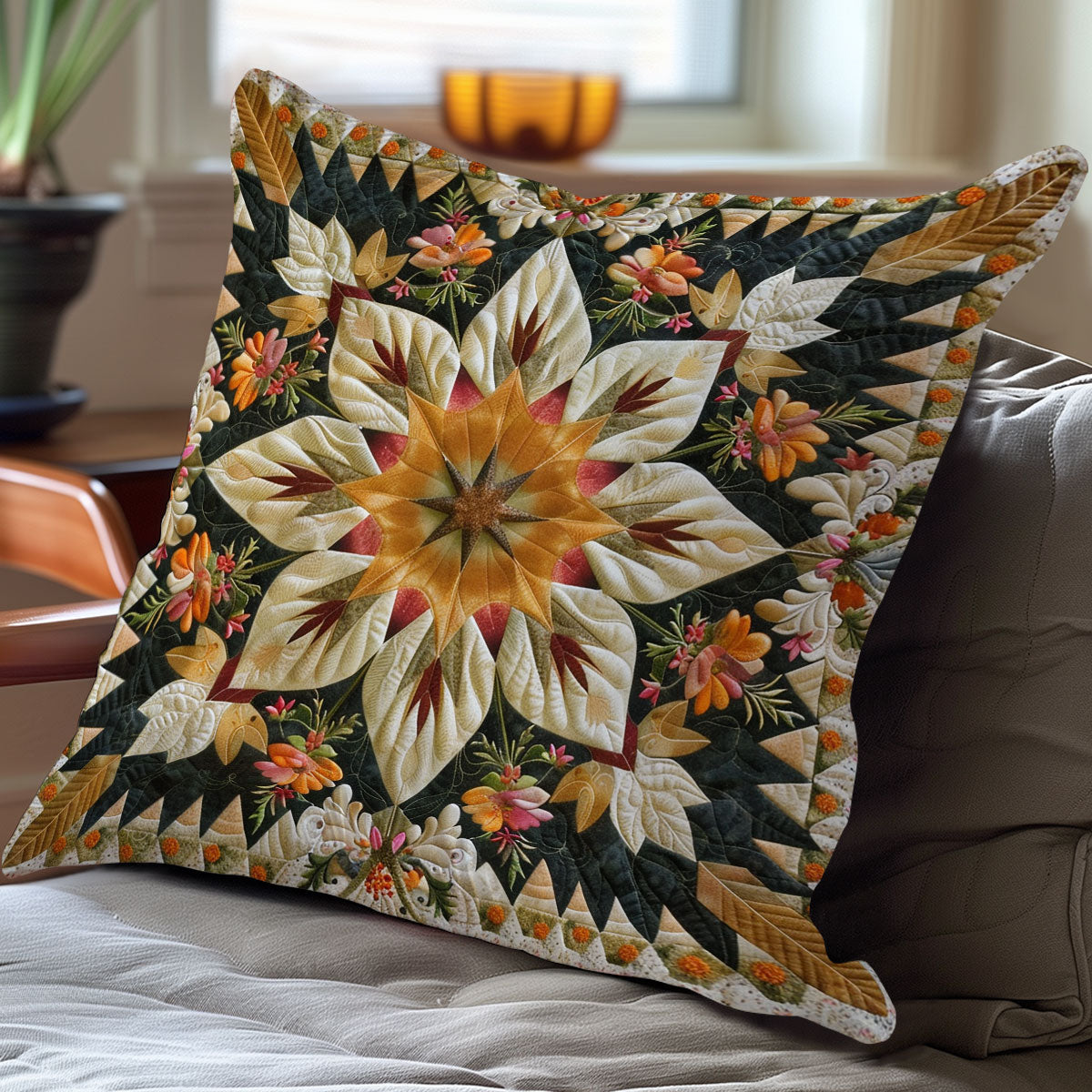 Flowers Pattern Lightly WO2008039CL Quilt Pillow Case