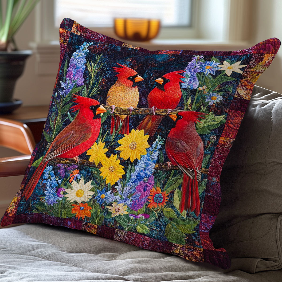 Four Cardinals WO0108029CL Quilt Pillow Case