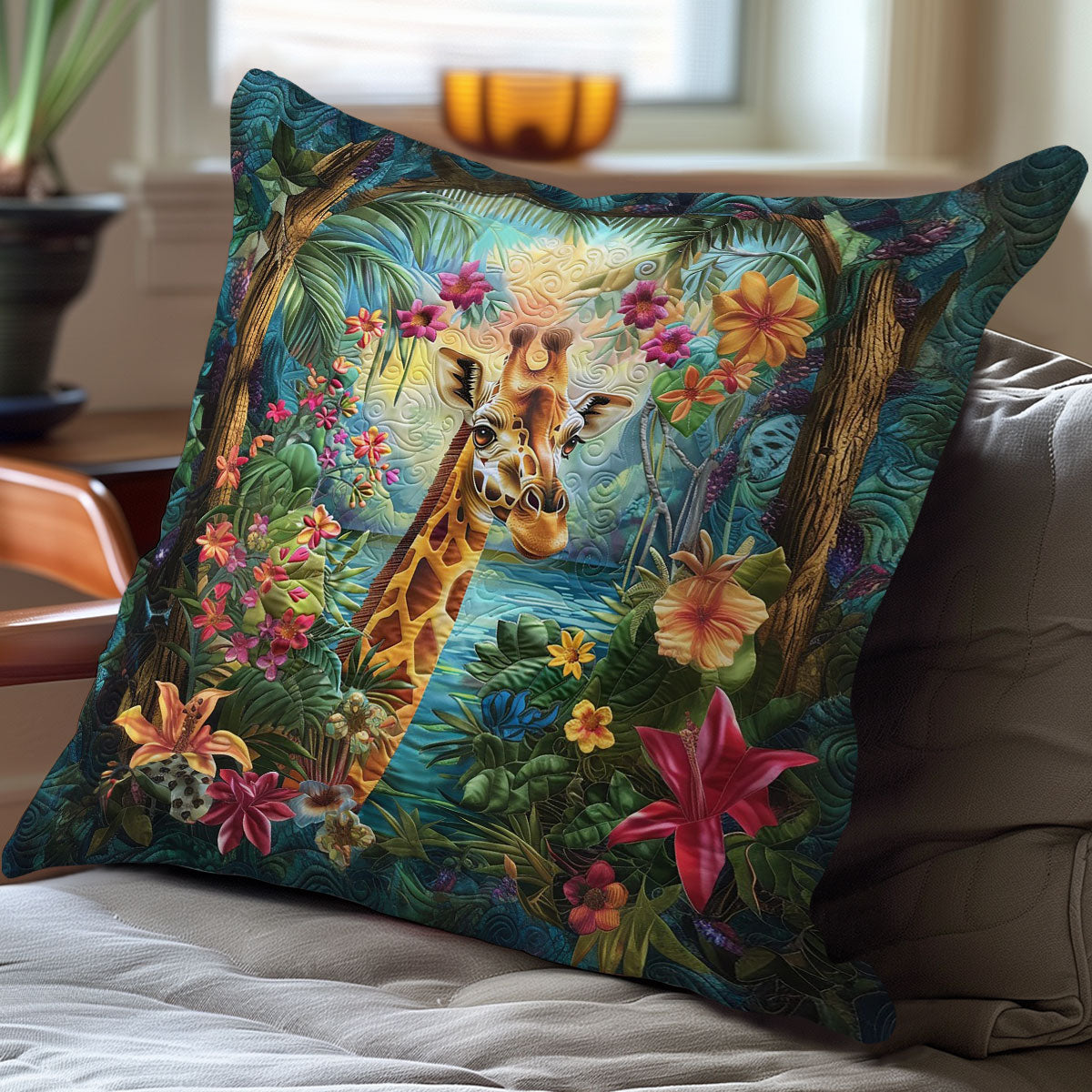 Giraffe In Bloom WO2308007CL Quilt Pillow Case