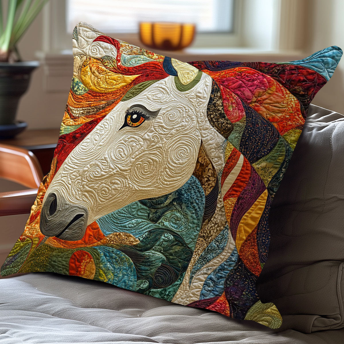 Horse Colorful WO0108012CL Quilt Pillow Case